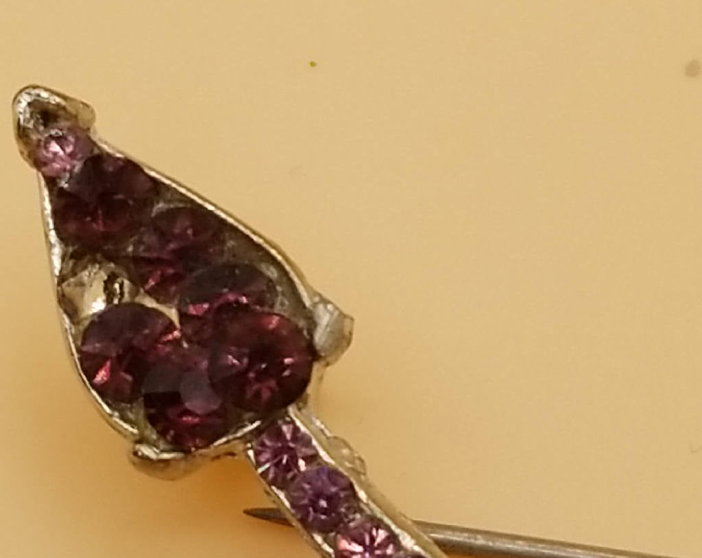 Stunning Arrow Brooch with Purple Rhinestones, Vintage Inspired Pin