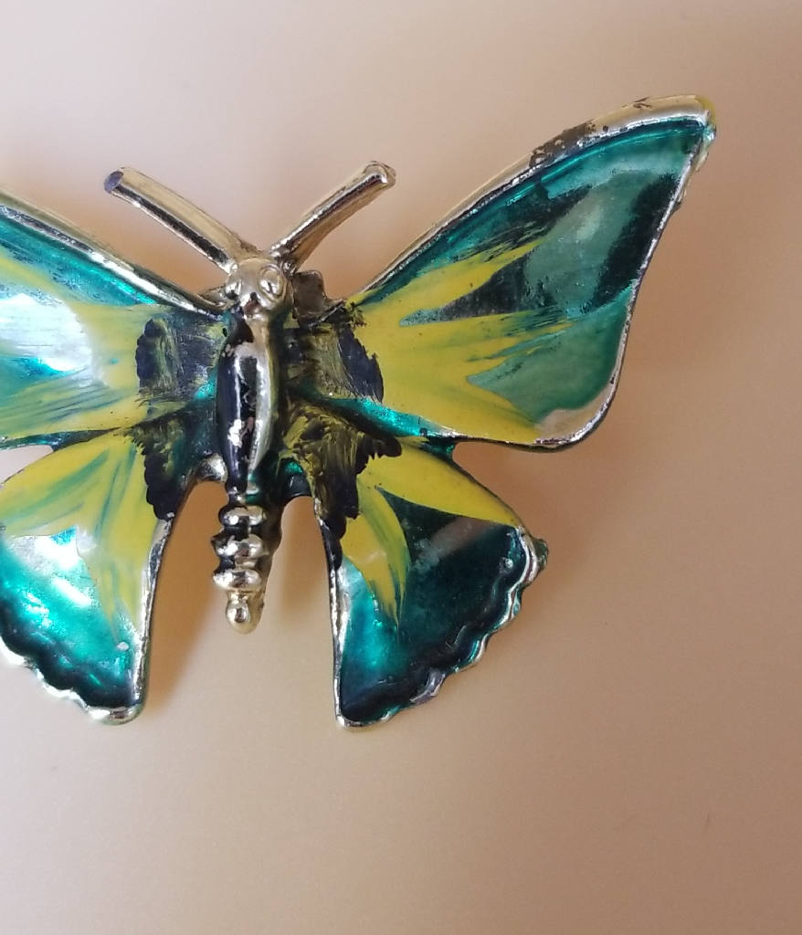 Stunning Colorful Butterfly Brooch Pin with Enamel Details