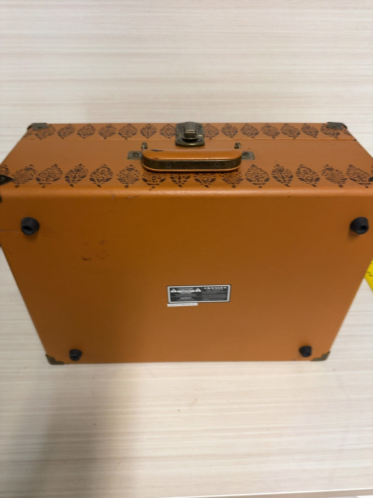 Crosley Portable Suitcase Turntable Record Player Tan Paisley Case Tested