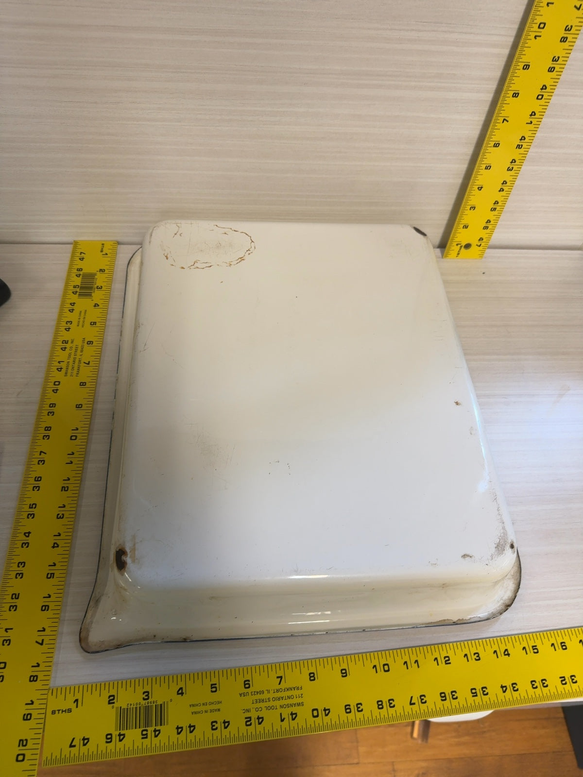 Vintage White Blue Enamel Darkroom Developing Tray 11x14 Photo Print