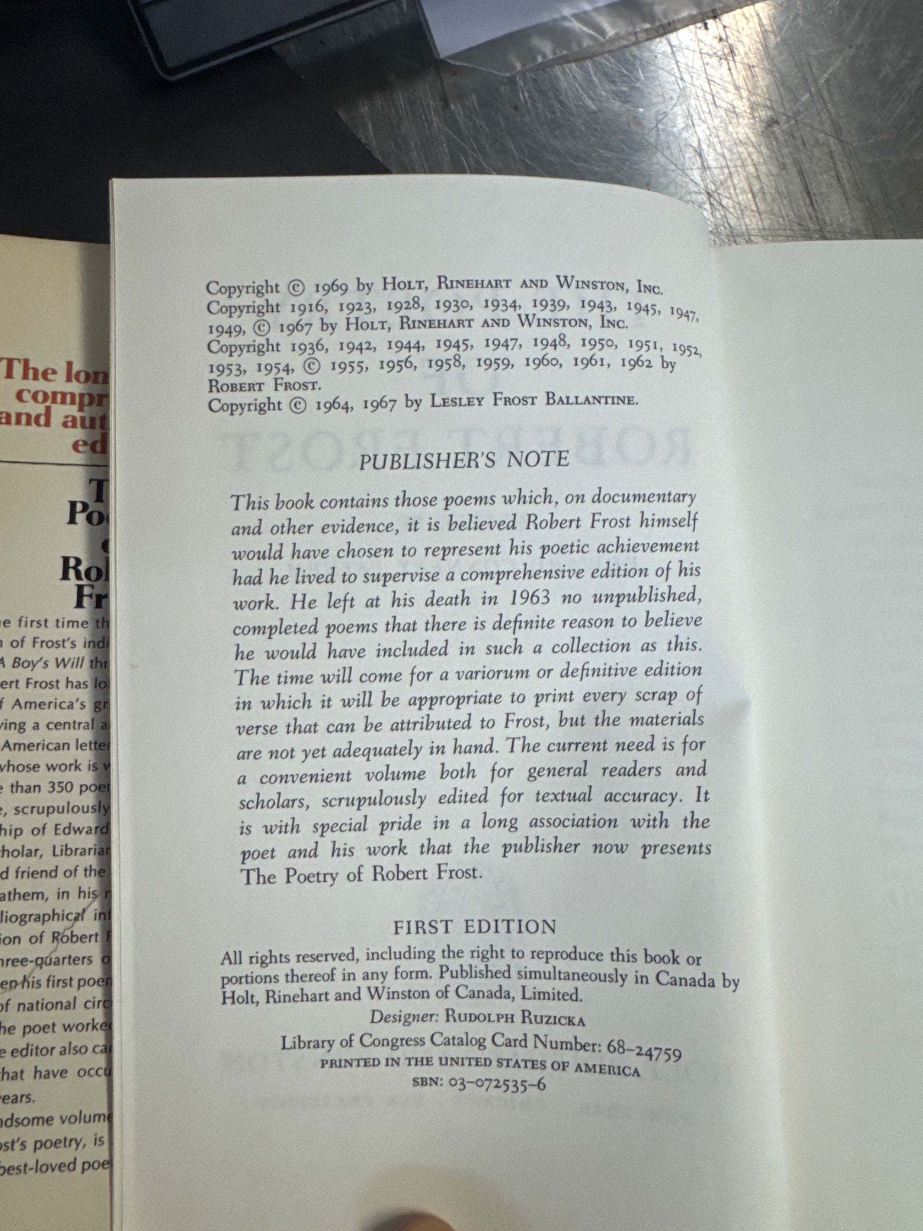 The Poetry of Robert Frost: All Eleven of His Books-Complete Edward Connery Lathem — copyright_page