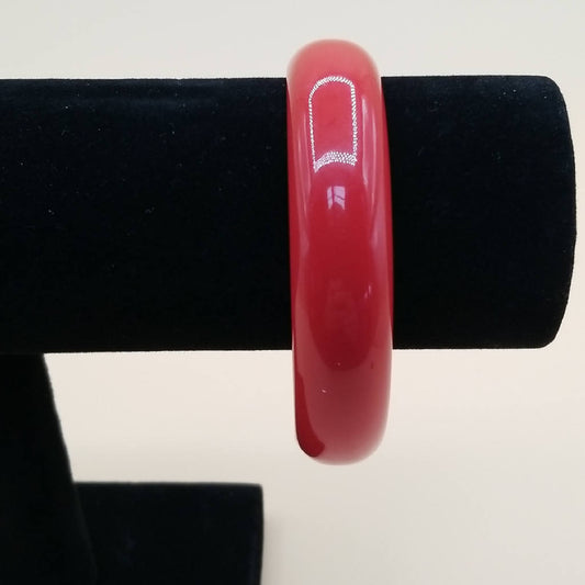 Stunning Genuine Lucite Red Bangle Bracelet, Made in Hong Kong