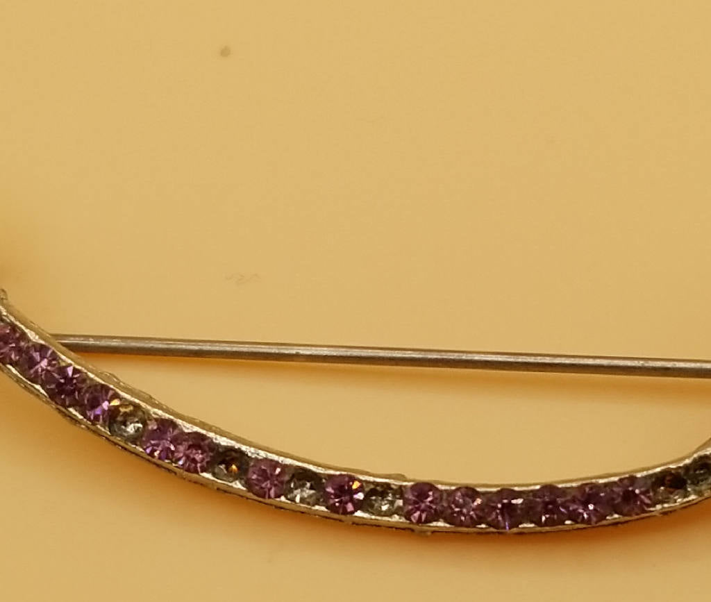 Stunning Arrow Brooch with Purple Rhinestones, Vintage Inspired Pin
