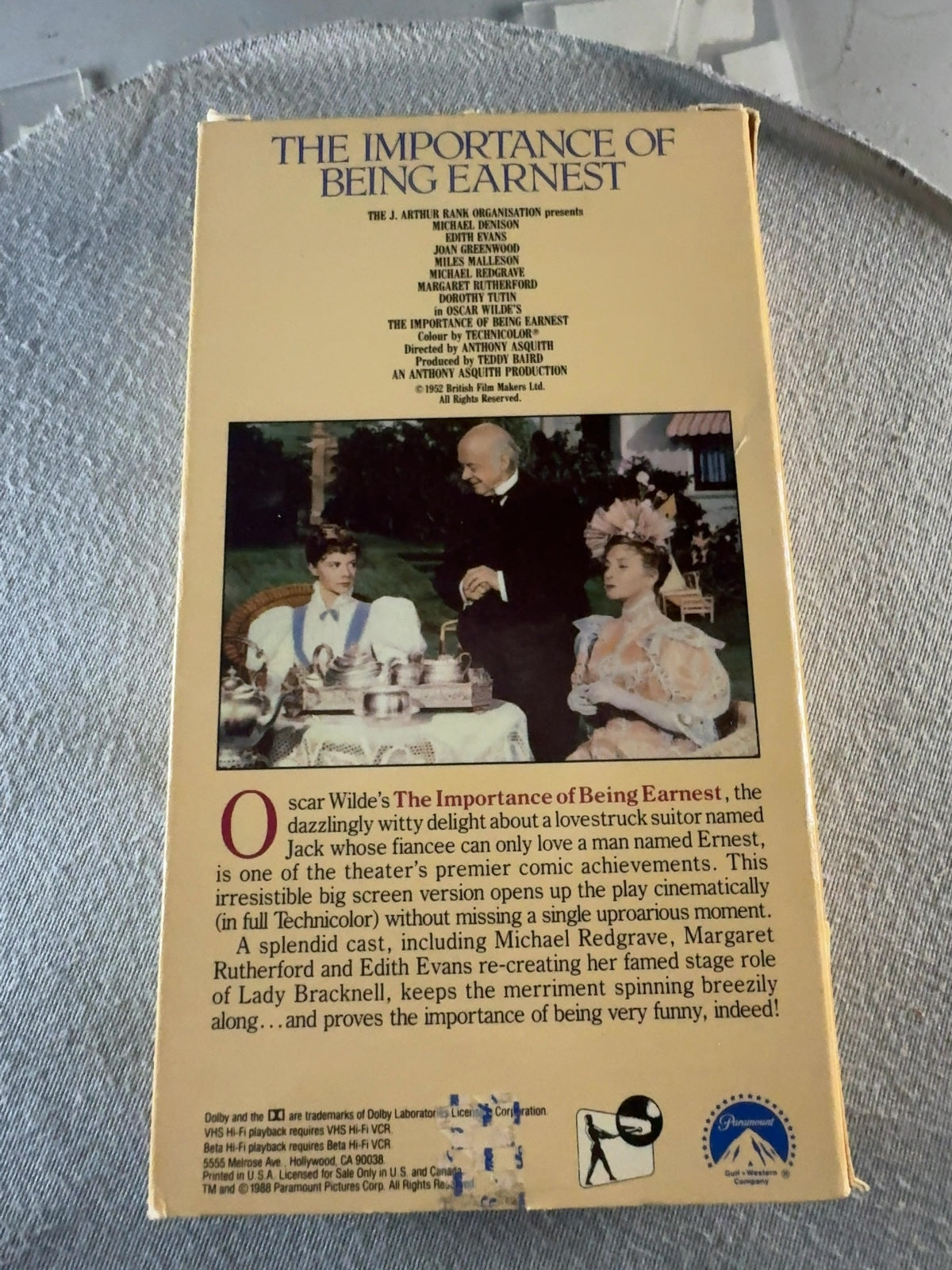 The Importance of Being Earnest (VHS, 1952) Michael Redgrave Paramount Very Good