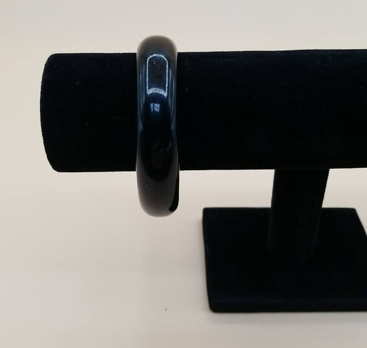 Stunning Black Lucite Bangle Bracelet Genuine Vintage Hong Kong