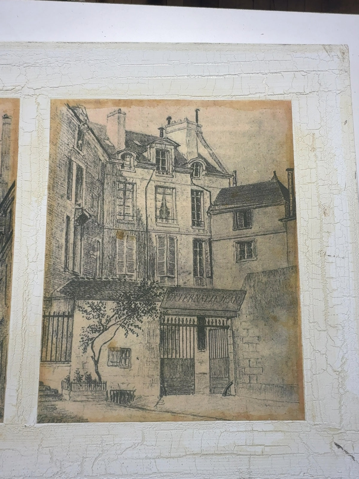 Vintage French Street Scene Triptych Print Panel - Paris Architecture 30" x 15"