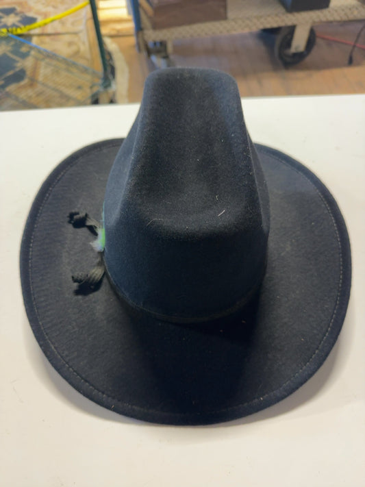 Pigalle Black Felt Cowboy Hat with Feather Band Size 7 Hecho en Mexico