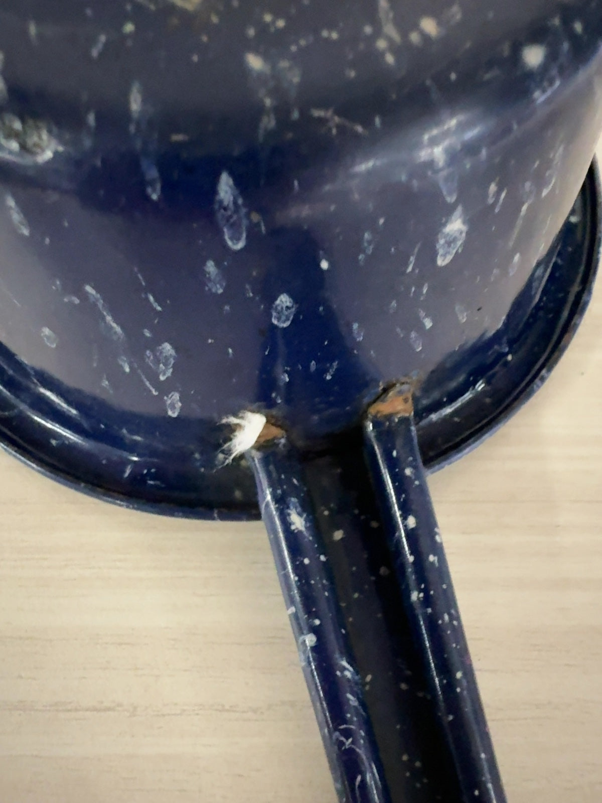 Vintage Blue Speckled Enamelware Saucepan with Handle Graniteware
