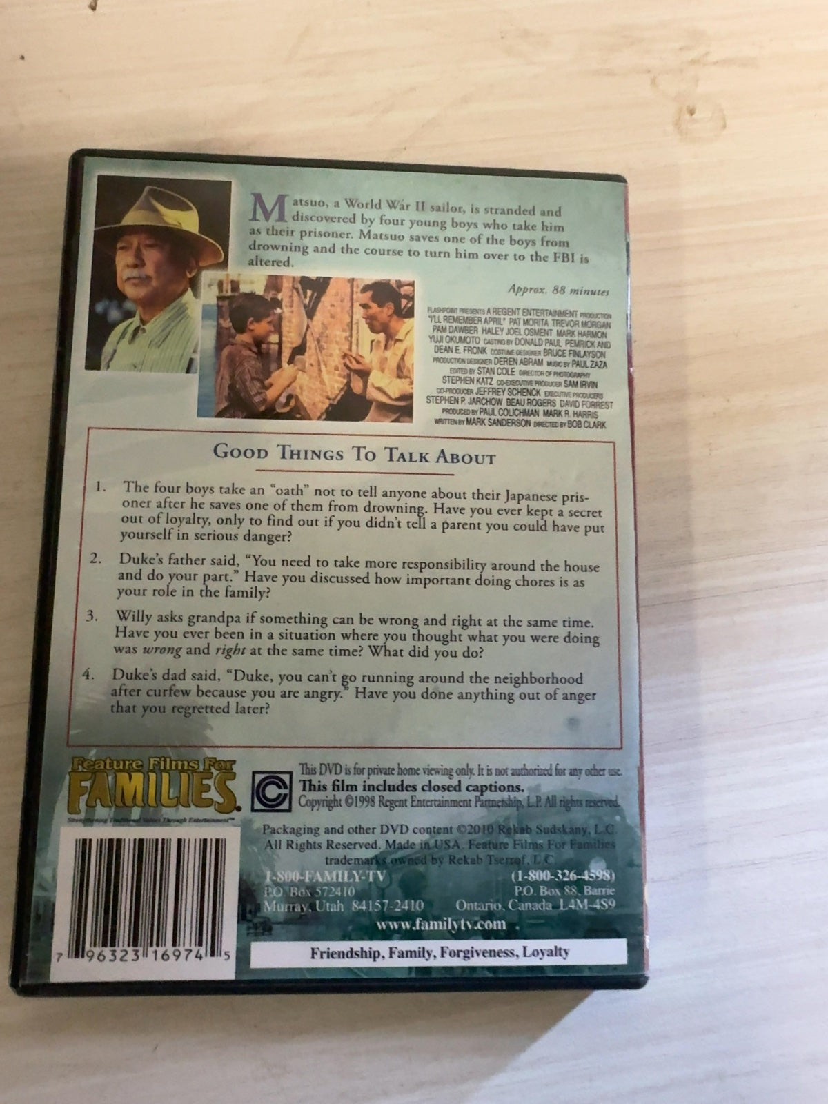 I'll Remember April (DVD, 2010) Very Good Pat Morita Feature Films for Families