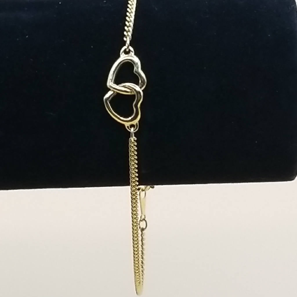 Stunning Gold Tone Heart Charm Bracelet Fashion Jewelry 7.5 Inches