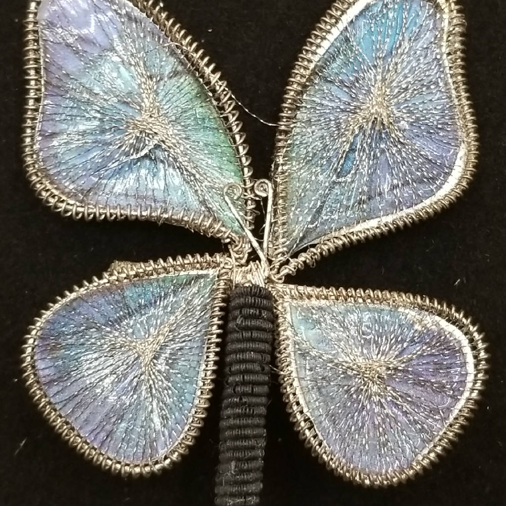 Stunning Silver Butterfly Design Brooch Pin with Intricate Wire Detail