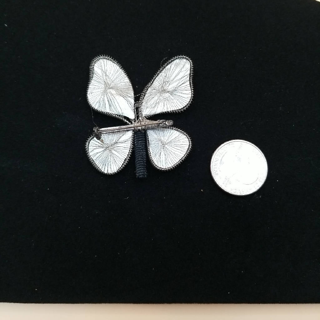 Stunning Silver Butterfly Design Brooch Pin with Intricate Wire Detail