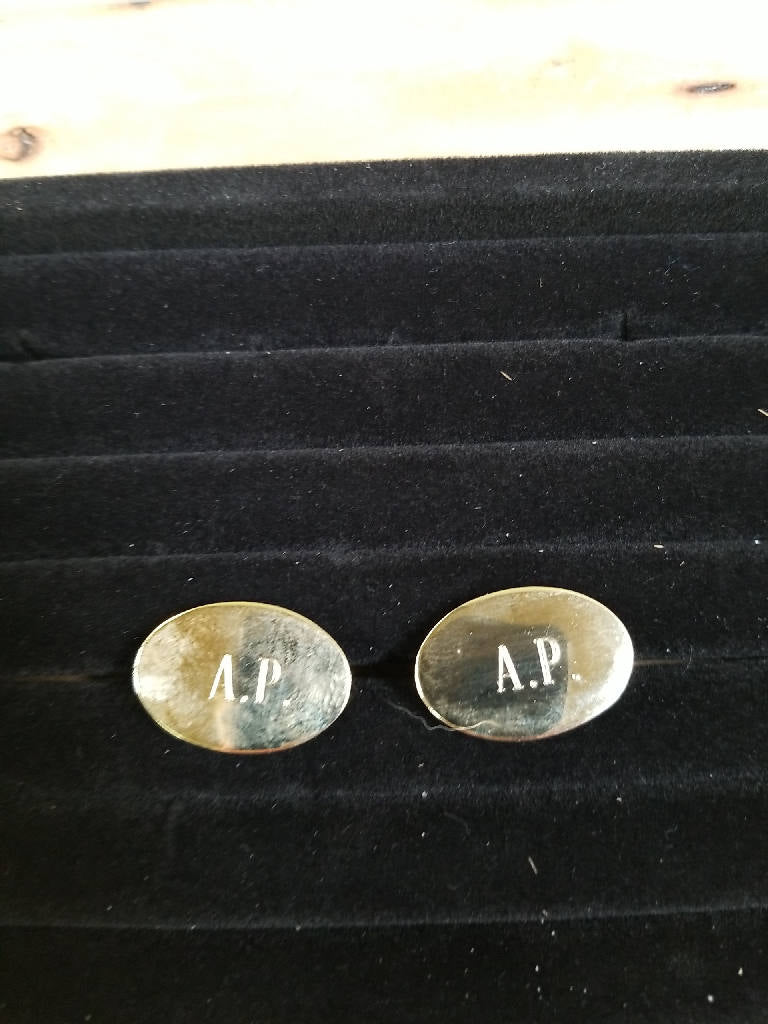 Stunning Vintage Gold Tone Engraved Cufflinks A.P. Monogram