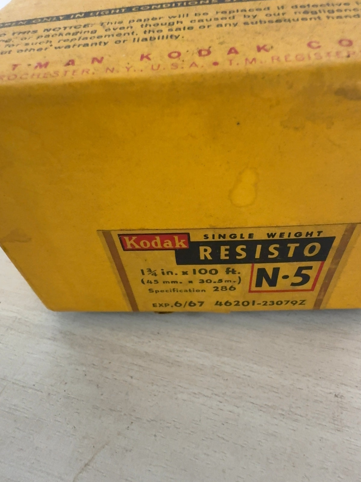 Vintage Kodak Resisto N-5 Photographic Paper Roll 1-3/4 in x 100 ft Single Weight