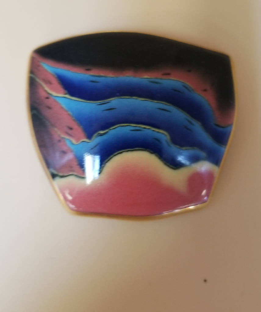 Stunning Unique Handcrafted Enamel Art Brooch with Abstract Design