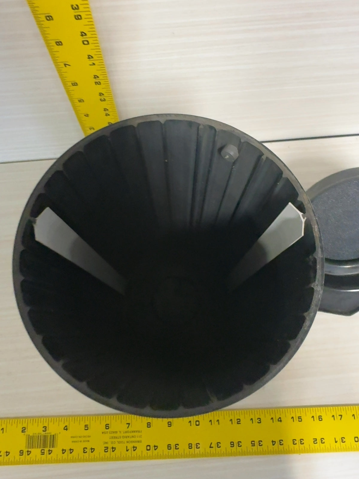 Vintage Black Cylindrical Film Developing Tank with Pour Spout Lid, Made in Canada