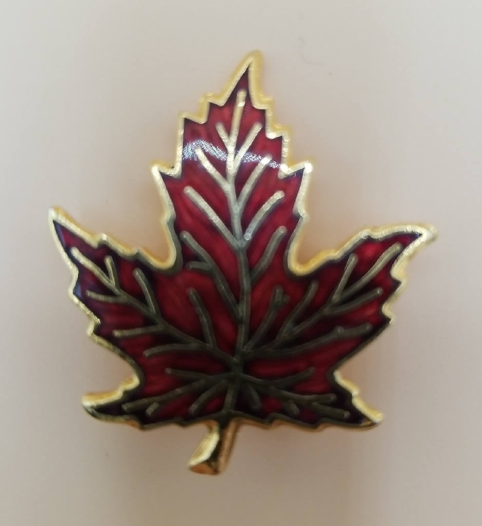 Stunning Red Enamel Maple Leaf Brooch Pin