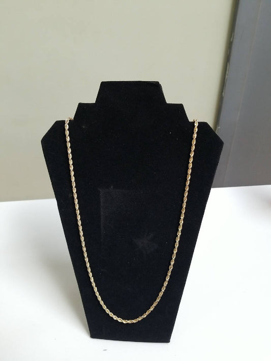 Stunning Vintage Gold Tone Rope Chain Necklace 24 Inch