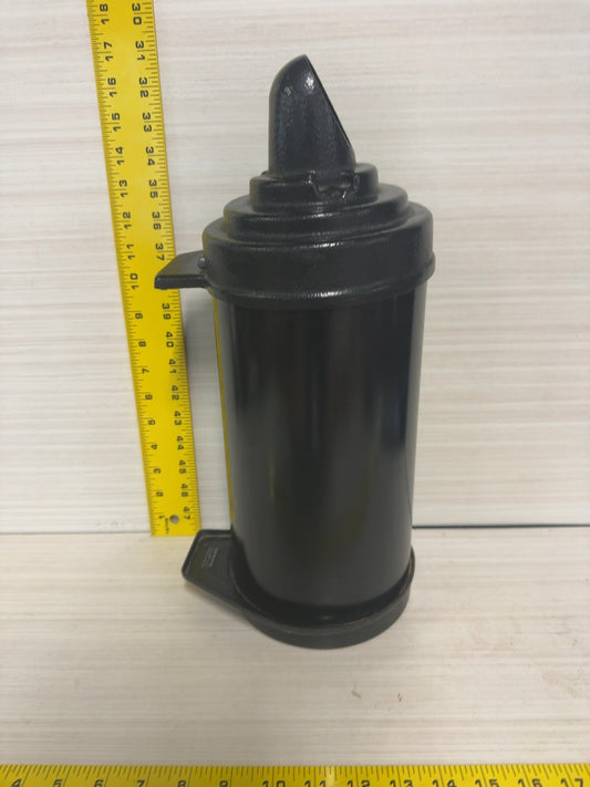 Vintage Black Cylindrical Film Developing Tank with Pour Spout Lid, Made in Canada
