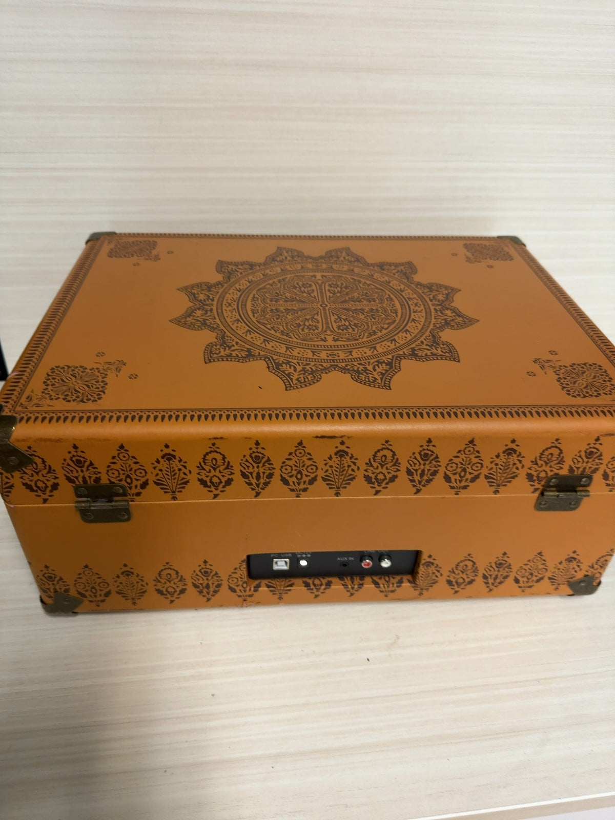Crosley Portable Suitcase Turntable Record Player Tan Paisley Case Tested