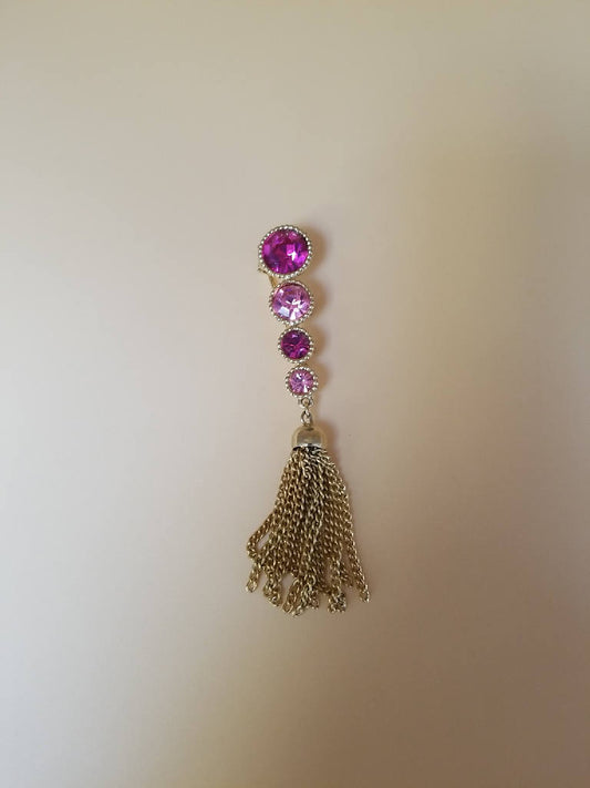 Stunning Vintage Style Purple Rhinestone Tassel Drop Earrings