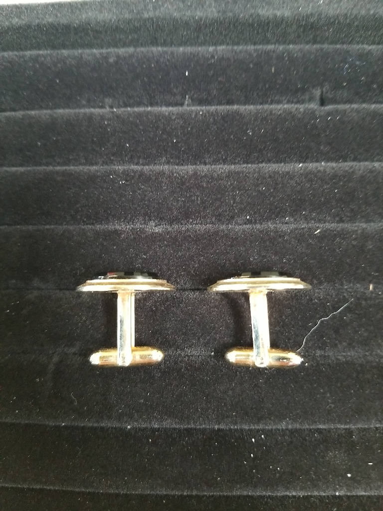 Stunning Vintage Oval Black Onyx Cufflinks Elegant Retro Jewelry
