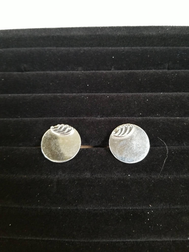 Stunning Vintage Retro Silver Swirl Round Cufflinks Elegant 1960s Men's Accessor