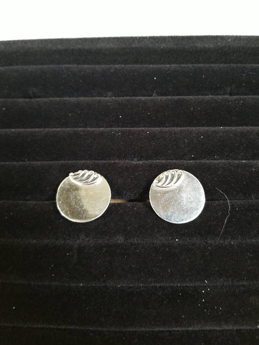Stunning Vintage Retro Silver Swirl Round Cufflinks Elegant 1960s Men's Accessor