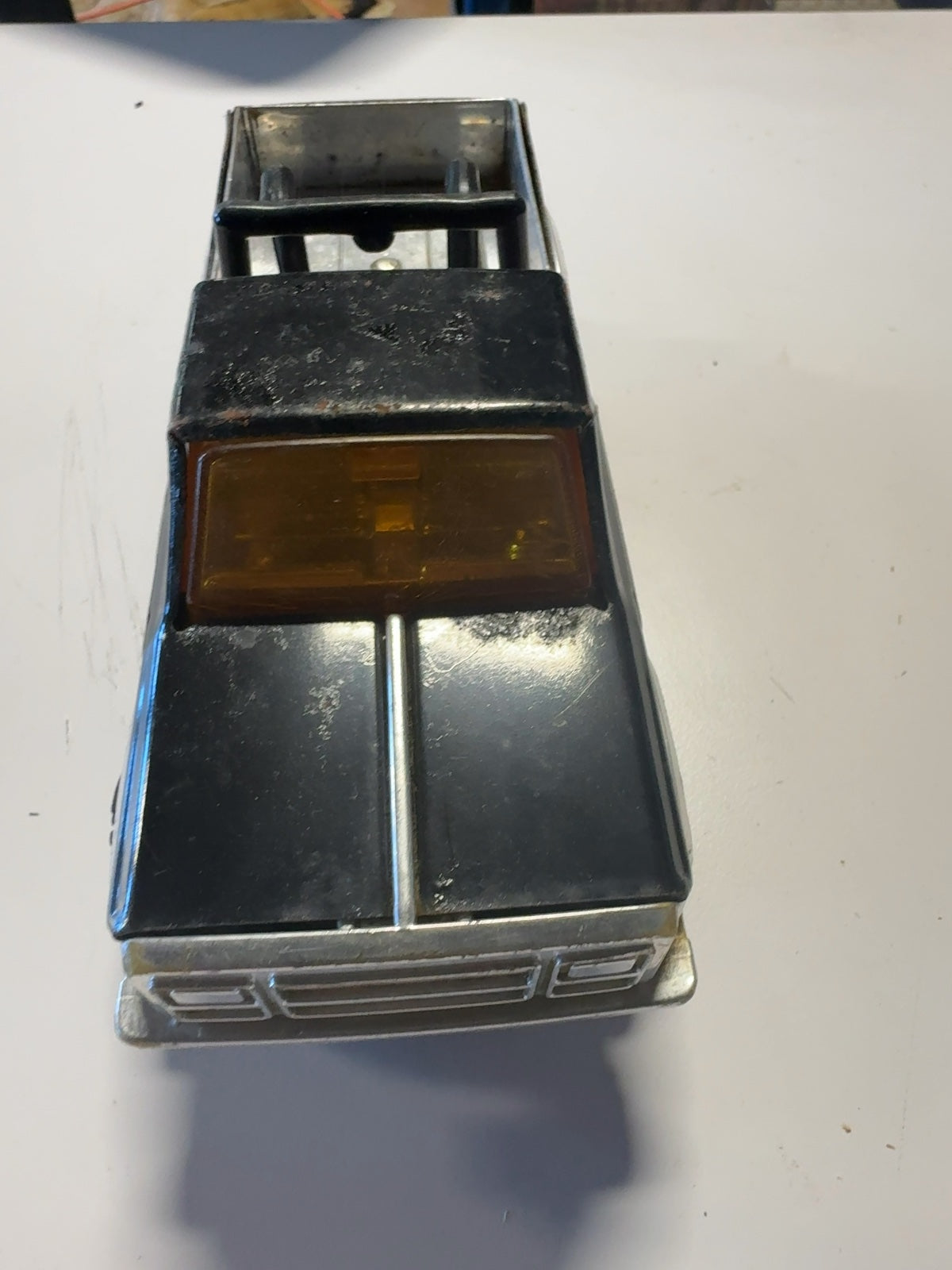 Vintage Tonka Pickup Truck Black & Pink Pressed Steel Toy with Roll Bar
