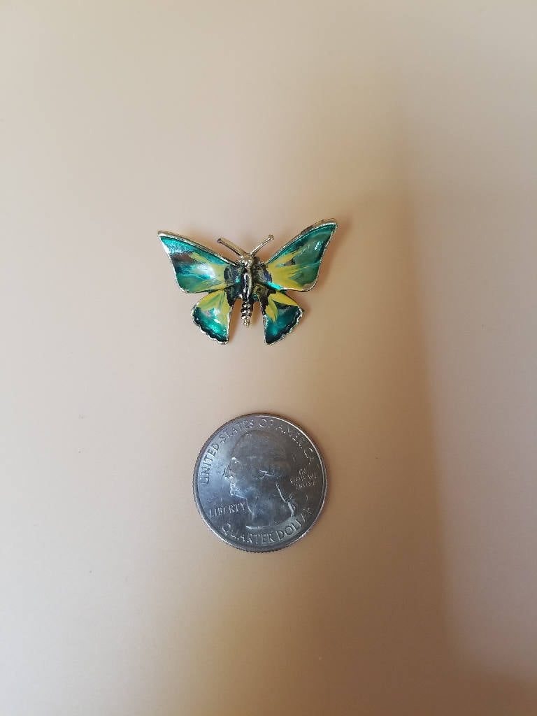 Stunning Colorful Butterfly Brooch Pin with Enamel Details