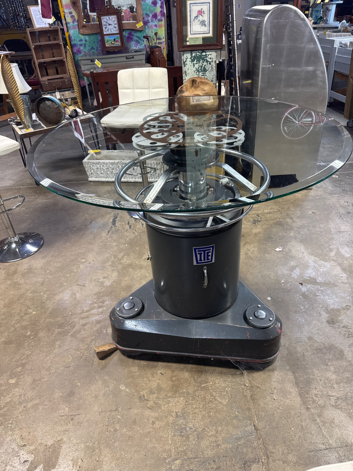 One of a Kind High-Top Bistro Table — 1970s TV Studio Camera Pedestal