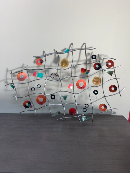 Curtis Jere Signed Metal Wall Sculpture Abstract Welded Steel & Copper Discs