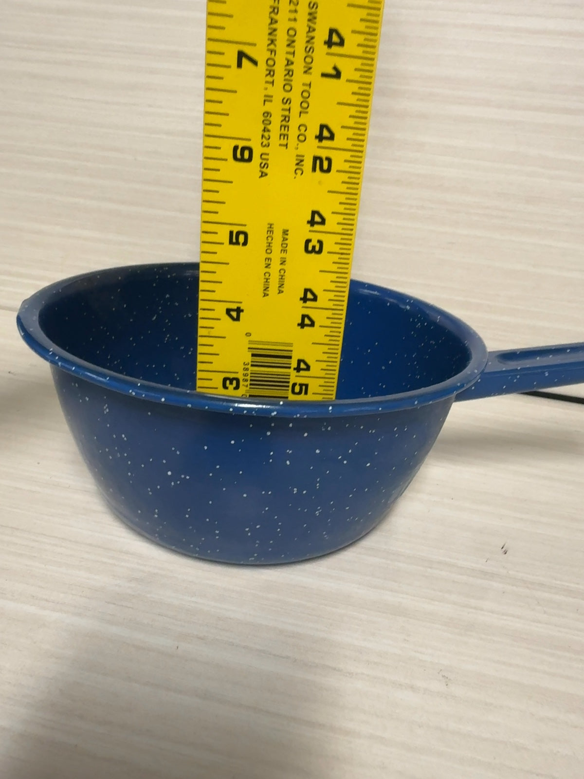 Blue Speckled Enamelware Saucepan with Handle Camping Cookware
