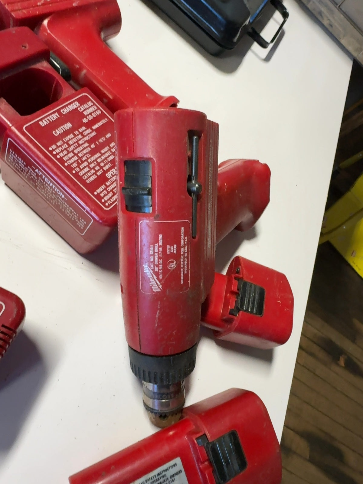 Milwaukee 3/8" Cordless Driver/Drill Lot with 9.6V Batteries & Chargers - For Parts