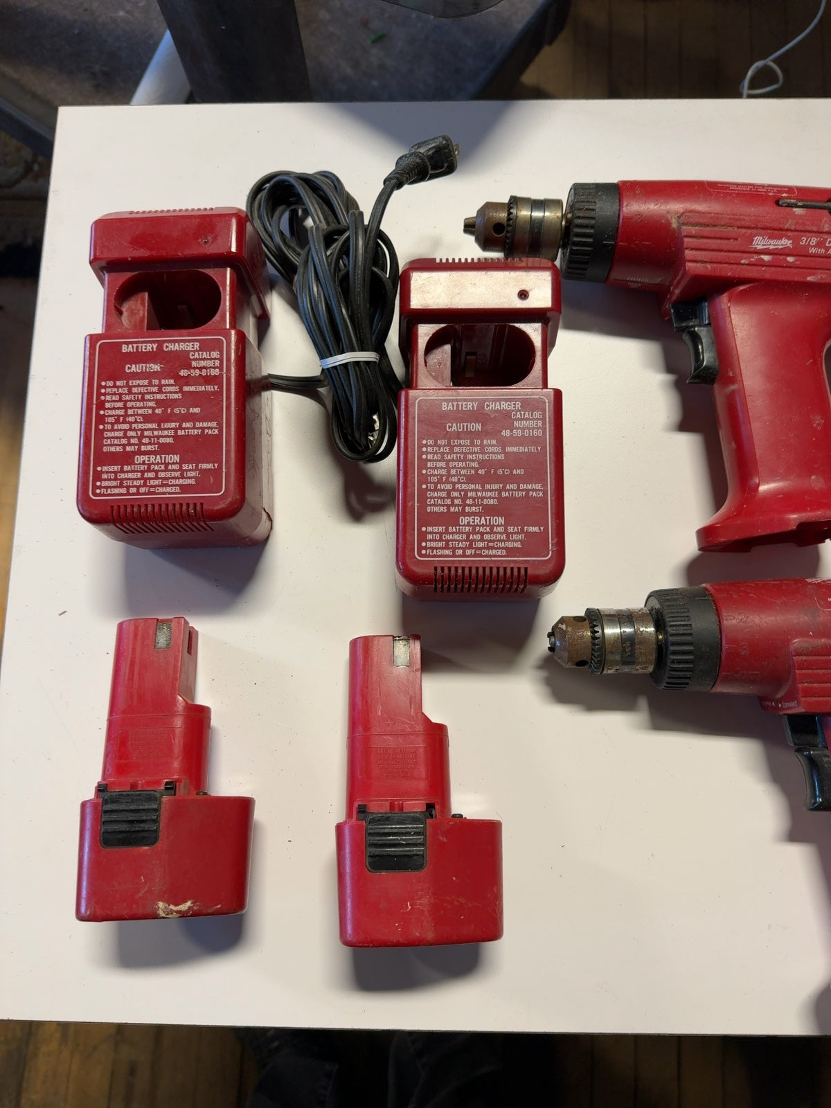 Milwaukee 3/8" Cordless Driver/Drill Lot with 9.6V Batteries & Chargers - For Parts