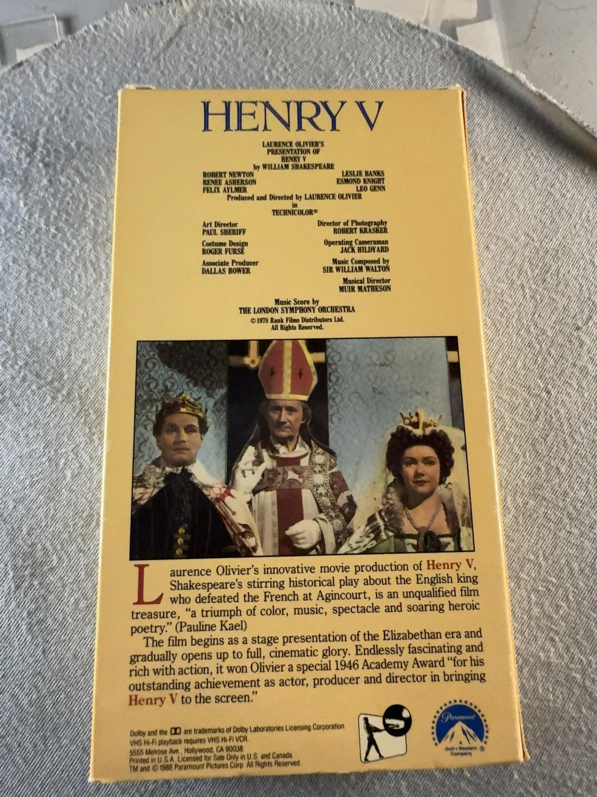 Henry V (VHS, 1946) Laurence Olivier Paramount Very Good