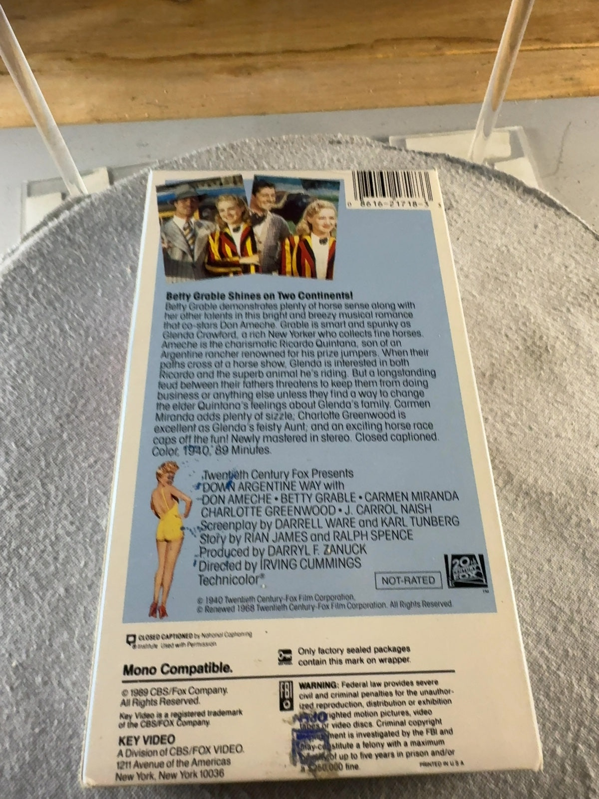 Down Argentine Way VHS Betty Grable Don Ameche Key Video 1940 Musical