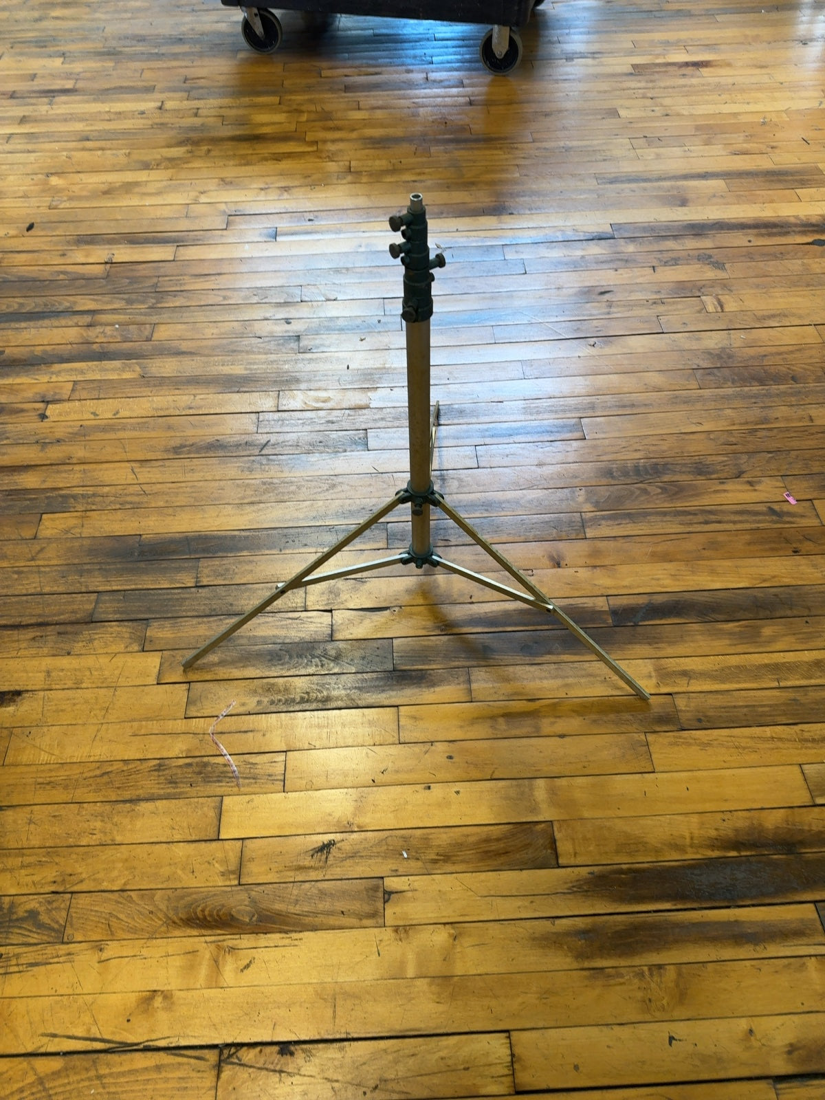 Vintage Aluminum Photo Light Stand Tripod, Multi-Section with Teal Locking Collars