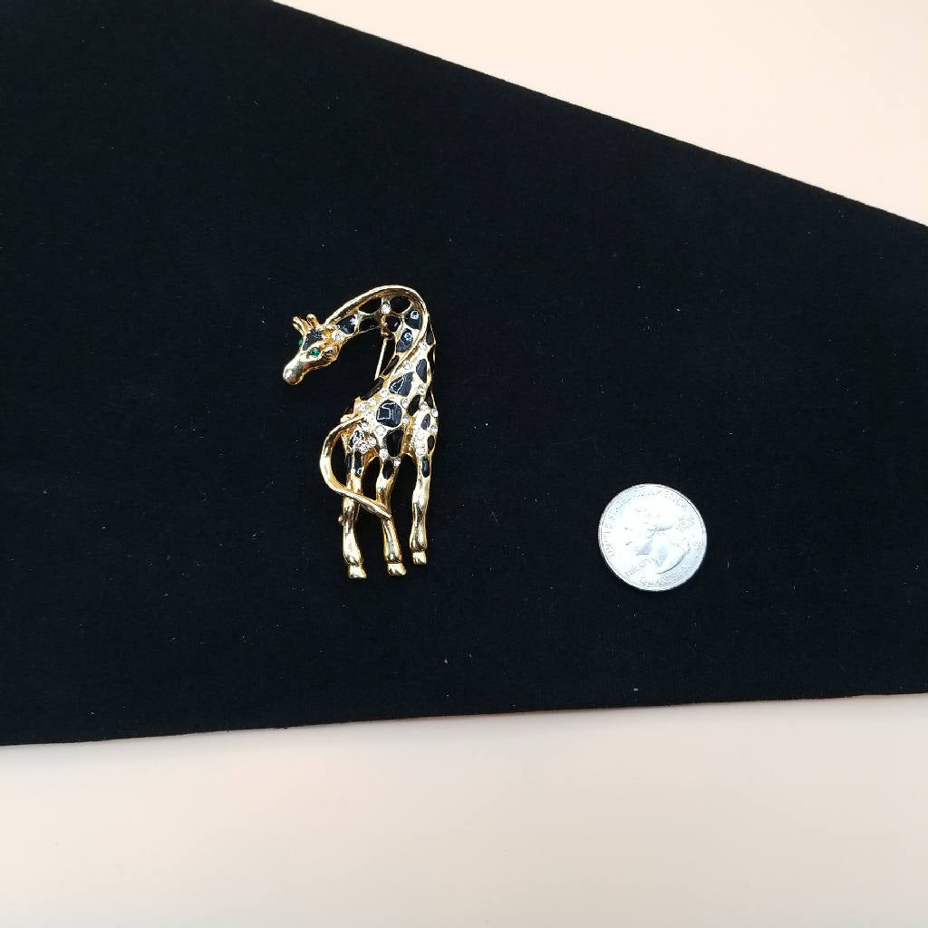 Stunning Goldtone Giraffe Brooch with Crystal Accents Animal Pin