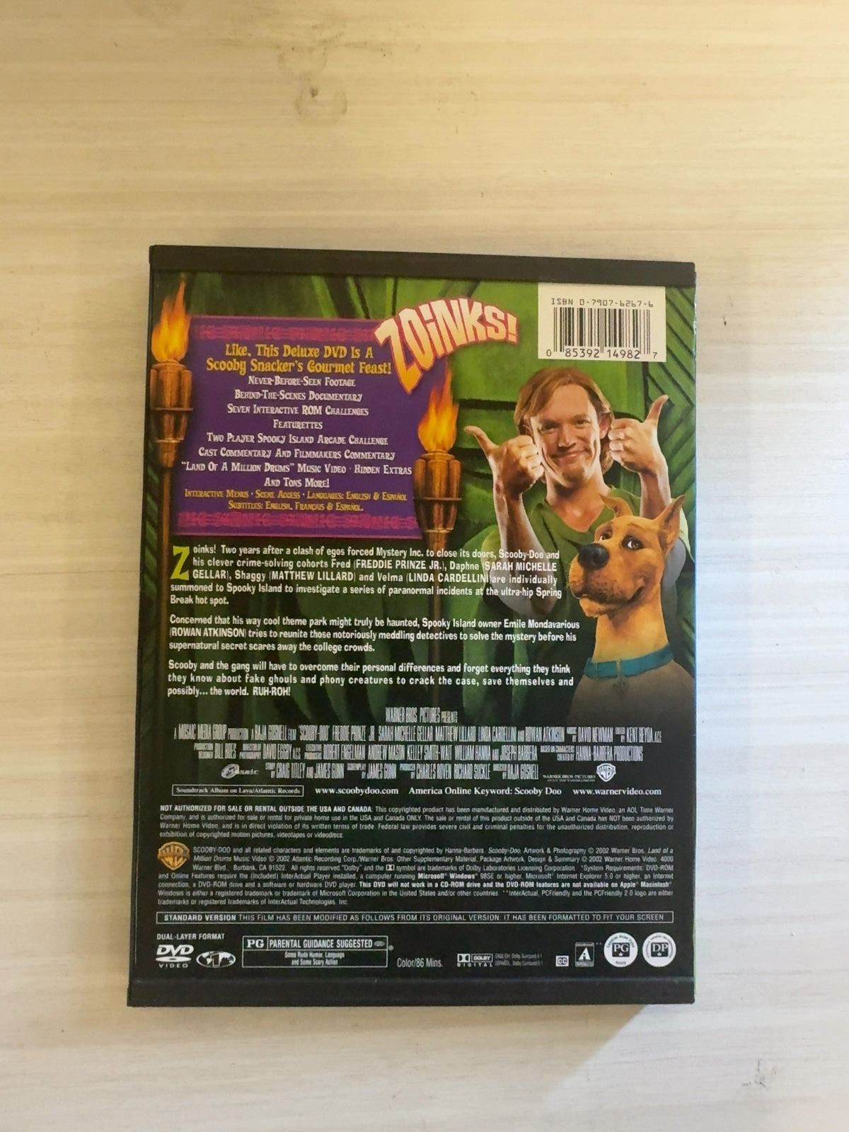 Scooby-Doo (DVD, 2002) Full Screen Edition Very Good Freddie Prinze Jr.