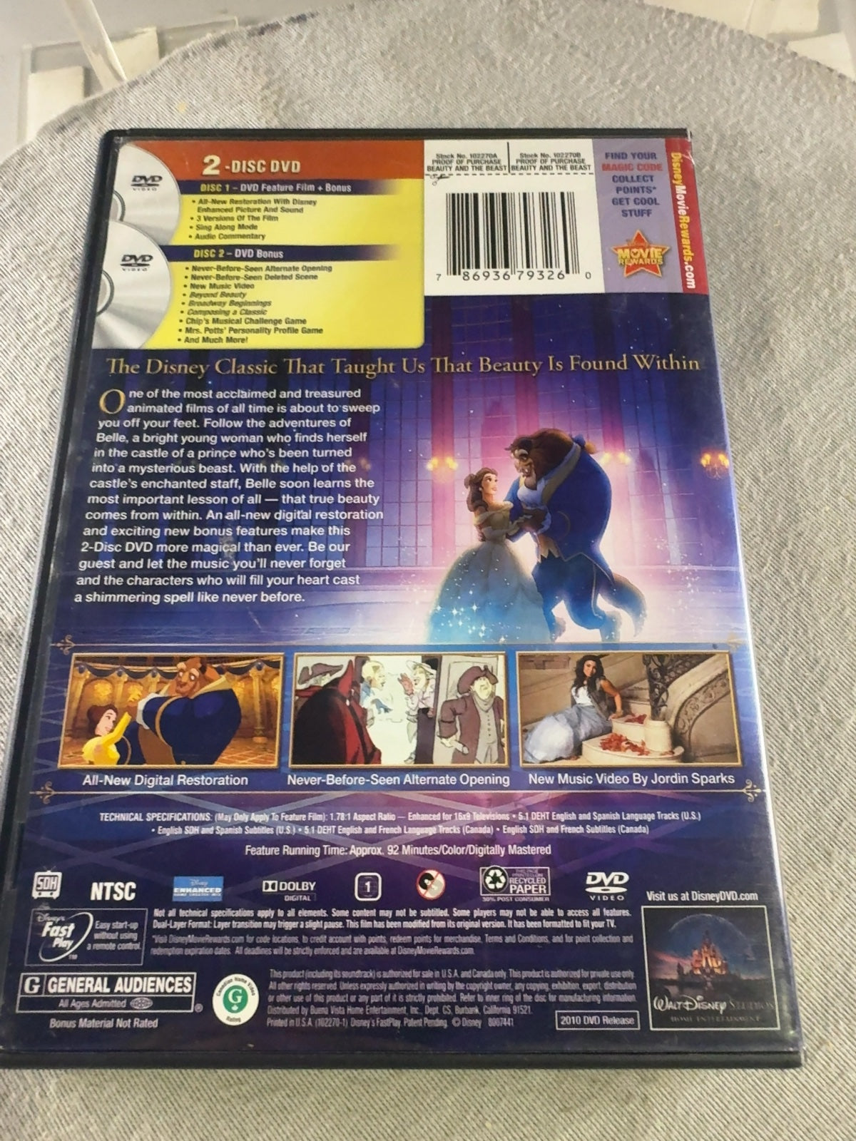 Beauty and the Beast (DVD, 1991) Special Edition Very Good Paige O'Hara