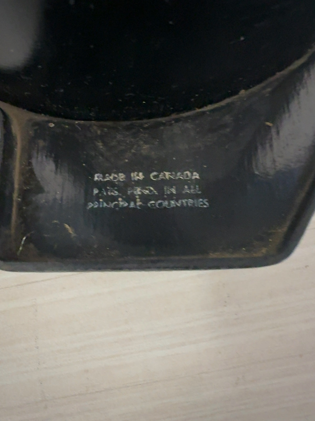 Vintage Black Cylindrical Film Developing Tank with Pour Spout Lid, Made in Canada