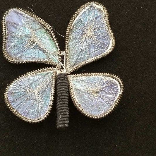 Stunning Silver Butterfly Design Brooch Pin with Intricate Wire Detail