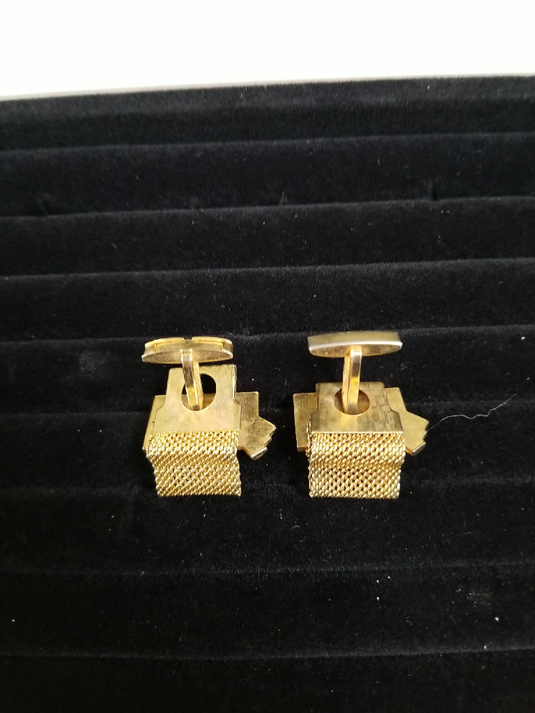Stunning Art Deco Style Gold Tone Mesh Cufflinks for Men