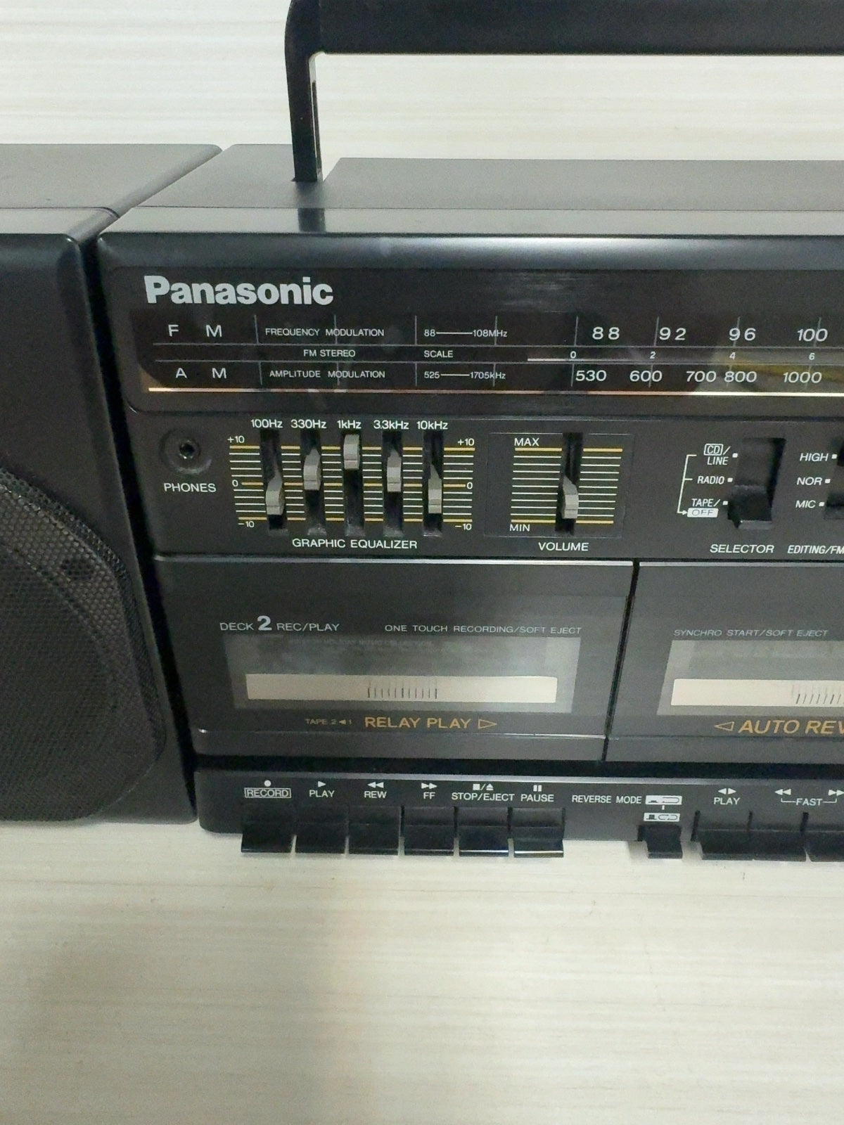 Vintage 1989 Panasonic RT-CT830 Boombox Stereo Dual Cassette AM/FM Radio