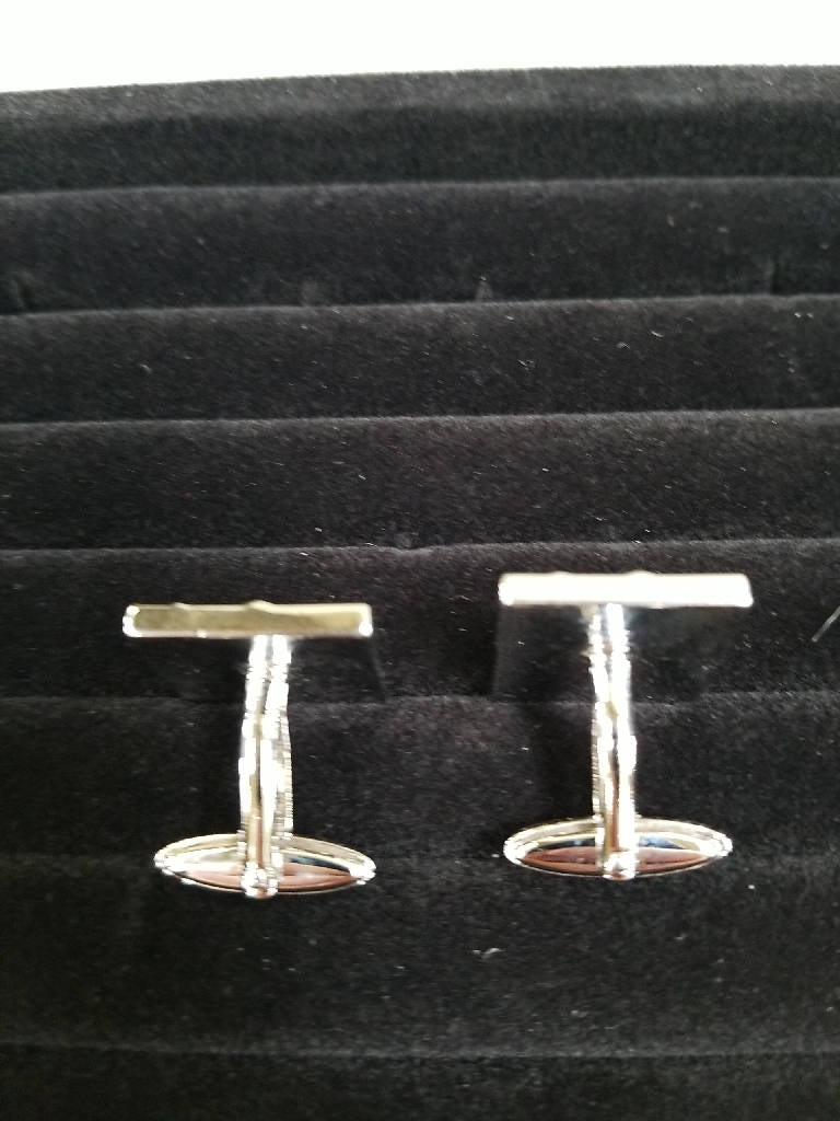 Stunning Vintage Silver-Tone Square Engraved Cufflinks with Floral Design
