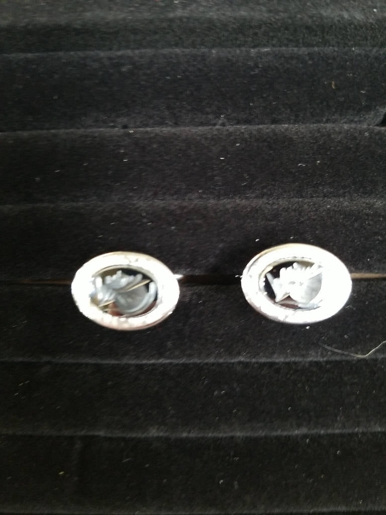 Stunning Vintage Silver Tone Cameo Cufflinks Oval Design Men's Classic