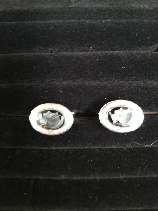 Stunning Vintage Silver Tone Cameo Cufflinks Oval Design Men's Classic