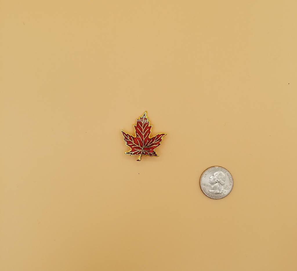 Stunning Red Enamel Maple Leaf Brooch Pin