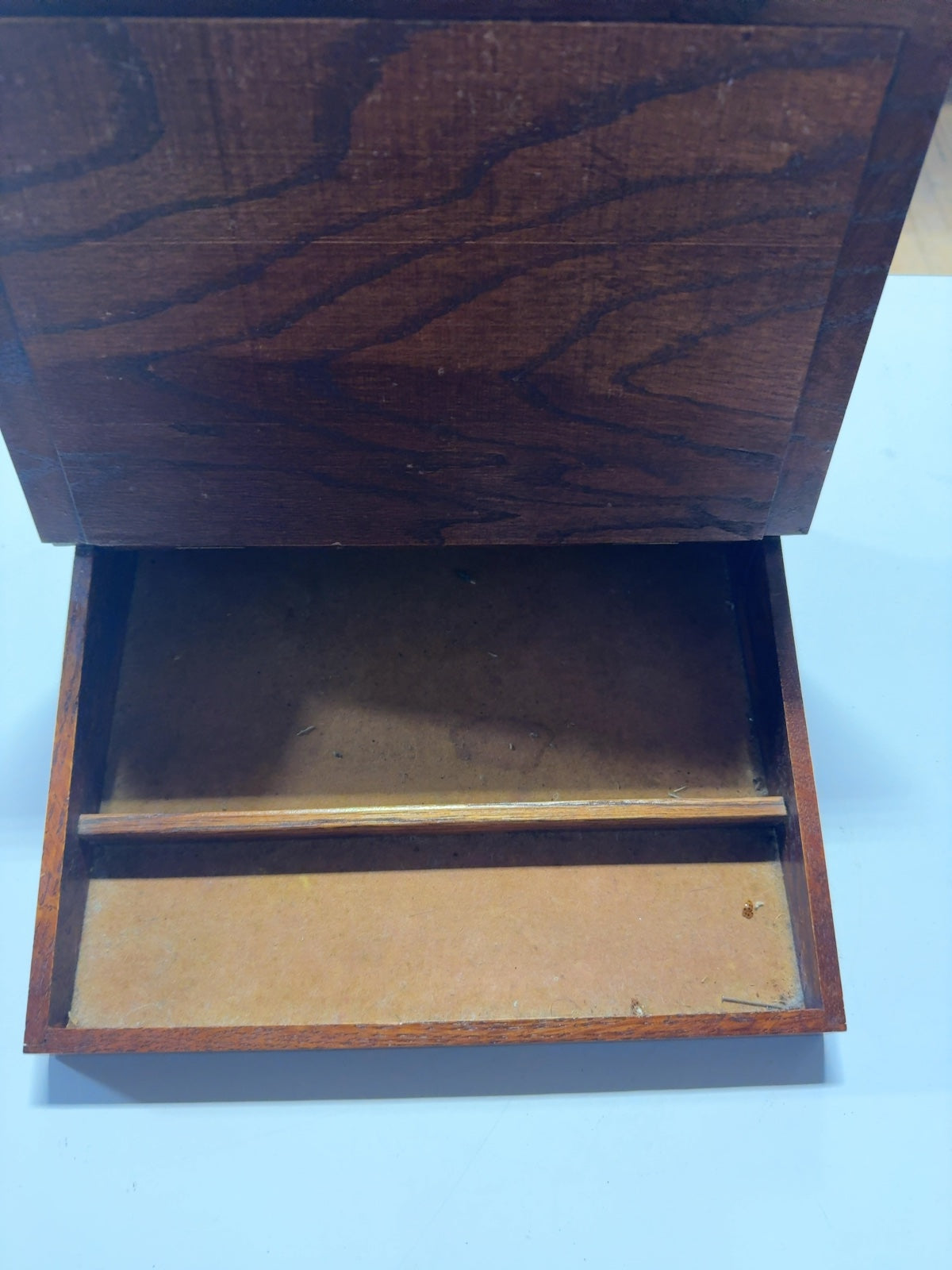 Vintage Wood Desk Valet Box with Hinged Lid and Pen Trays, Made in Mexico